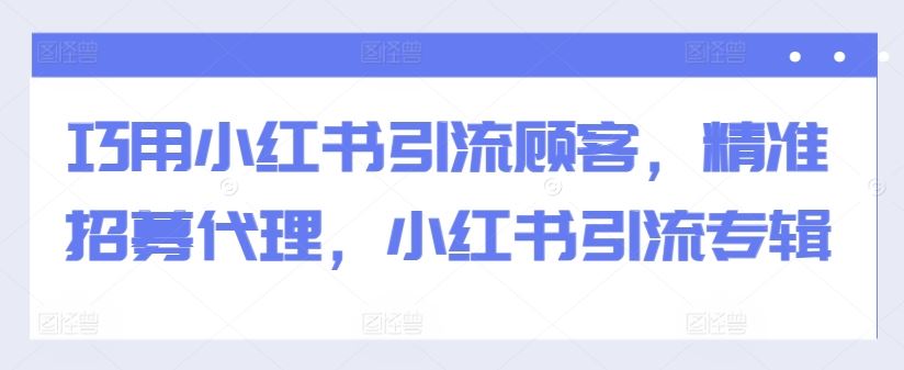 巧用小红书引流顾客，精准招募代理，小红书引流专辑-尤课网创