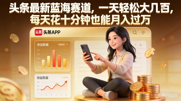 头条最新蓝海赛道,一天轻松大几张,每天花十分钟也能月入过1W【揭秘】-尤课网创