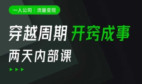 一人公司：流量变现课，一人公司的方法模型拆解， 拆解富人思维，流量思维，小老板思维等-尤课网创