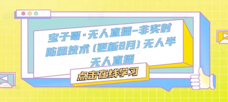 宝子哥·无人直播-非实时防风技术(更新8月)无人半无人直播-尤课网创