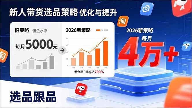（17480期）新人带货别瞎选品！这套2026全新选品跟品策略，让我的佣金从0做到每月4万+-尤课网创