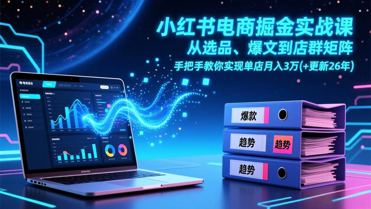 （17290期）小红书电商掘金实战课，从选品、爆文到店群矩阵，手把手教你实现单店月入3万+(更新26年)-尤课网创