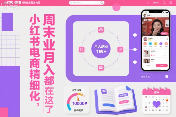 小红书电商精细化运营全流程，周末副业月入1W+，全套方法都在这了-尤课网创