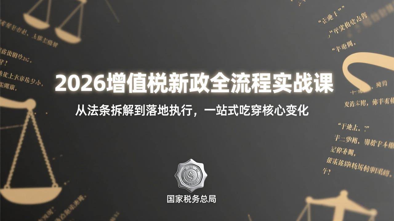 (17529期)2026增值税新政全流程实战课:从法条拆解到落地执行,一站式吃透核心变化-尤课网创