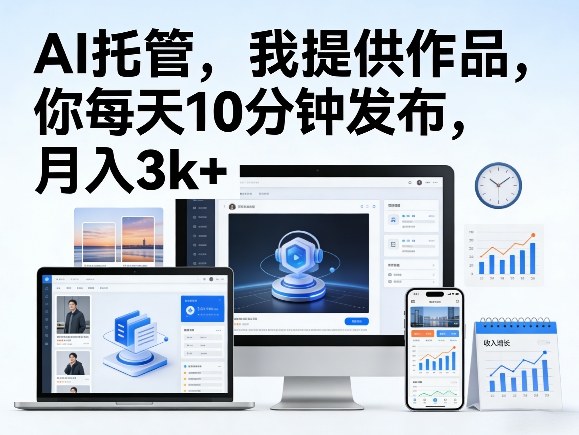 公众号AI托管，我提供作品，你每天10分钟发布，月入3k+【揭秘】-尤课网创