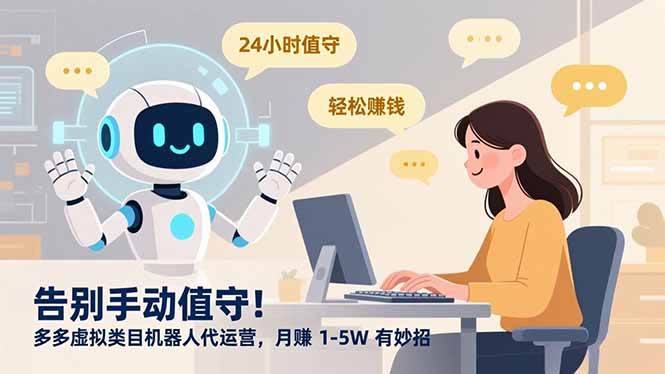 （16921期）告别手动值守！多多虚拟类目机器人代运营，月赚 1-5W 有妙招-尤课网创