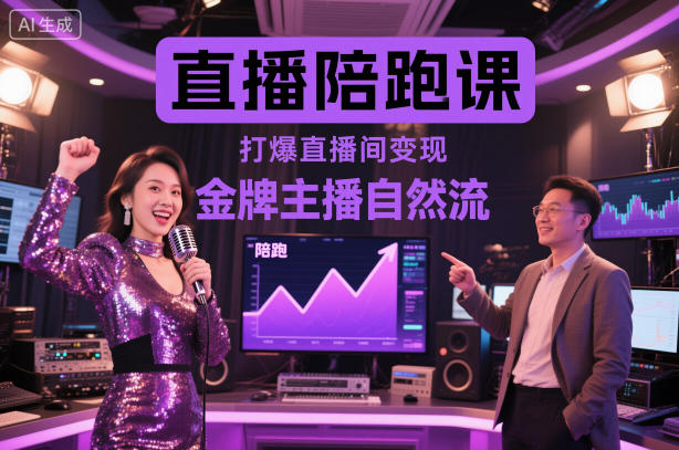 直播陪跑课，金牌主播自然流打爆直播间，复制高变现玩法-尤课网创