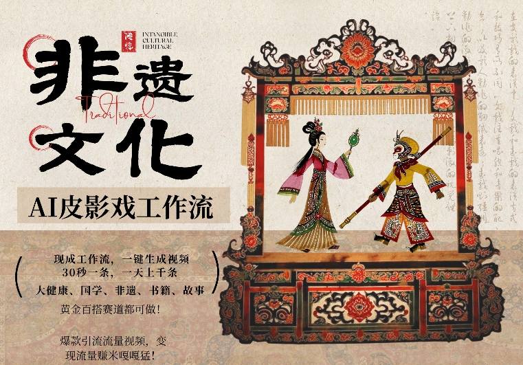 AI一键生成民俗文化非遗皮影戏视频，一刀不剪无需剪辑，30S一条，一天上百条，流量财富嘎嘎猛-尤课网创