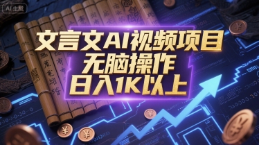 文言文AI视频项目，无脑操作，日入1K以上-尤课网创