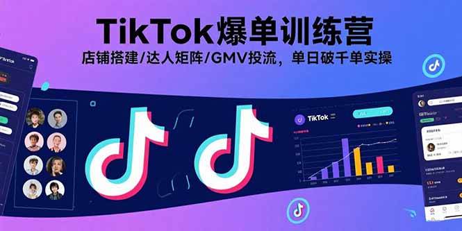 （15920期）TikTok爆单训练营，店铺搭建/达人矩阵/GMV投流，单日破千单实操-尤课网创