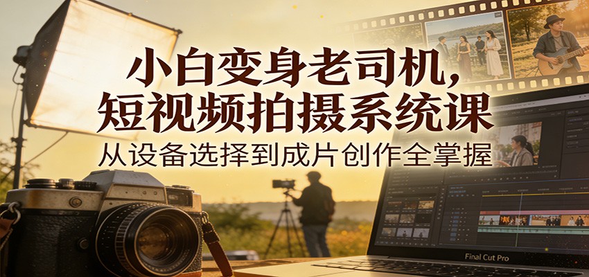 小白变身老司机，短视频拍摄系统课，从设备选择到成片创作全掌握-尤课网创