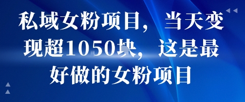 私域女粉项目，当天变现超1k，这是最好做的女粉项目，可放大操作-尤课网创