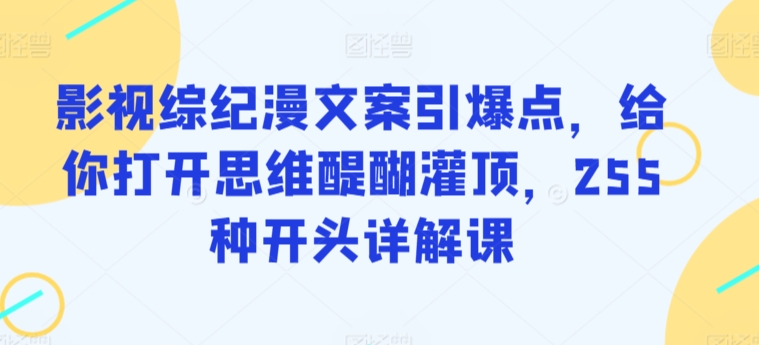 影视综纪漫文案引爆点，给你打开思维醍醐灌顶，255种开头详解课-尤课网创