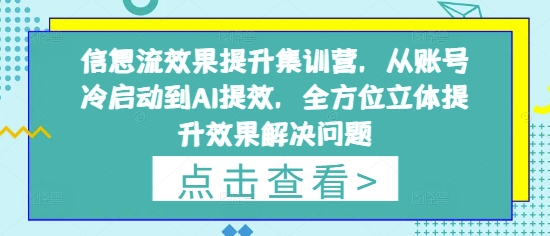 信息流效果提升集训营,从账号冷启动到AI提效,全方位立体提升效果解决问题-尤课网创