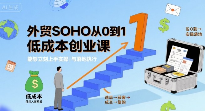 外贸SOHO从0到1低成本创业课，能够立刻上手实操与落地执行-尤课网创