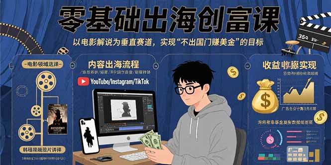 （15709期）零基础出海创富课：以电影解说为垂直赛道，实现不出国门赚美金的目标-尤课网创