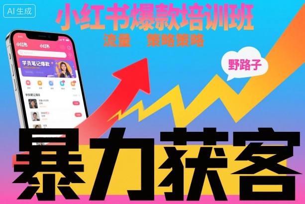 小红书爆款培训班，小红书获客野路子流量打法，暴力持续获客-尤课网创