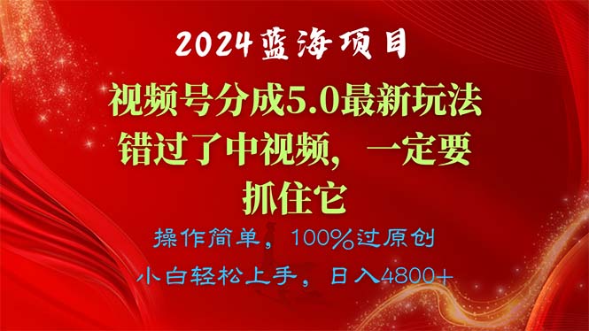 （11032期）2024蓝海项目，视频号分成计划5.0最新玩法，错过了中视频，一定要抓住…-尤课网创