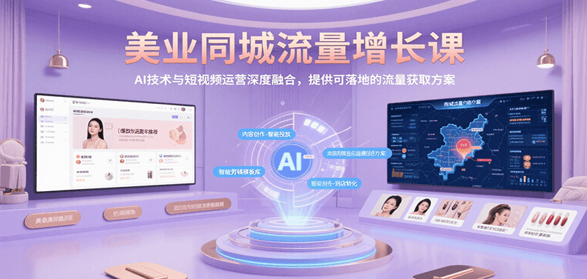 美业同城流量增长课，AI技术与短视频运营深度融合，提供可落地的流量获取方案-尤课网创
