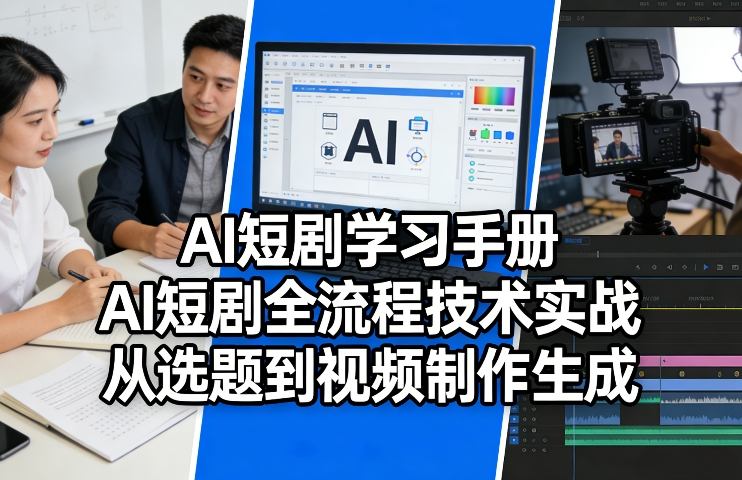 AI短剧学习手册，AI短剧全流程技术实战，从选题到视频制作生成-尤课网创