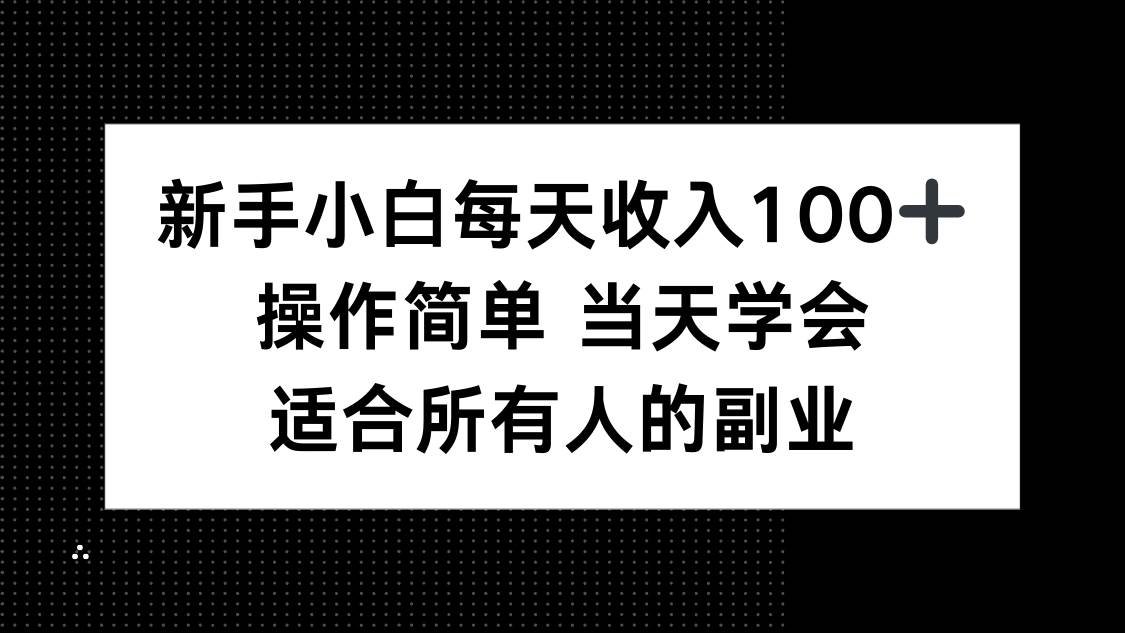 （15937期）新手小白每天收入100+，操作简单 当天学会 ，适合所有人的副业-尤课网创