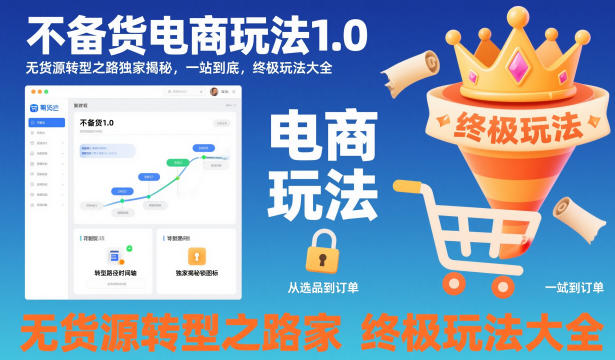 不备货电商玩法1.0，无货源转型之路独家揭秘，一站到底，终极玩法大全-尤课网创