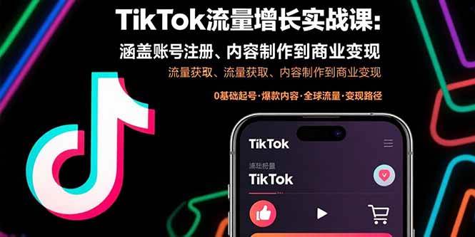 （15791期）TikTok流量增长实战课：涵盖账号注册、流量获取、内容制作到商业变现-尤课网创