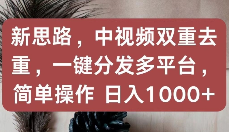 新思路，中视频双重去重，一键分发多平台，简单操作，日入1000+-尤课网创