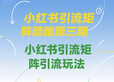 小红书引流矩阵陪跑第三期，小红书引流矩阵引流玩法-尤课网创