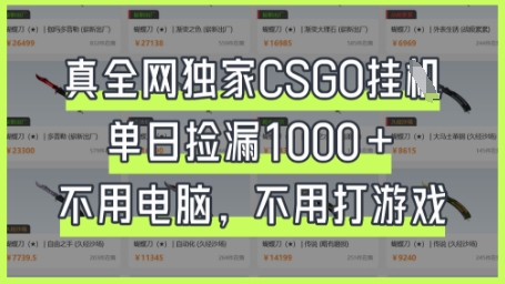 真全网独家CSGO挂G，单日捡漏1k+【揭秘】-尤课网创