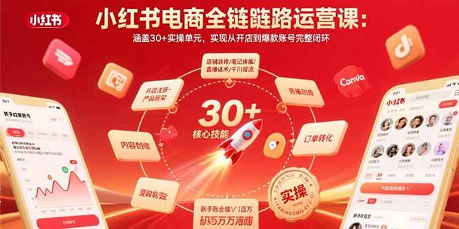 （15751期）小红书电商全链路运营课：涵盖30+实操单元，实现从开店到爆款账号完整闭环-尤课网创