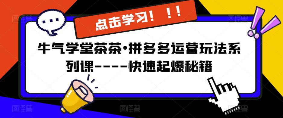 牛气学堂茶茶•拼多多运营玩法系列课—-快速起爆秘籍【更新】-尤课网创