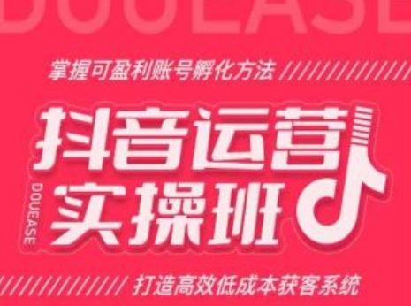 抖音运营实操班，掌握可盈利账号孵化方法，打造高效低成本获客系统-尤课网创