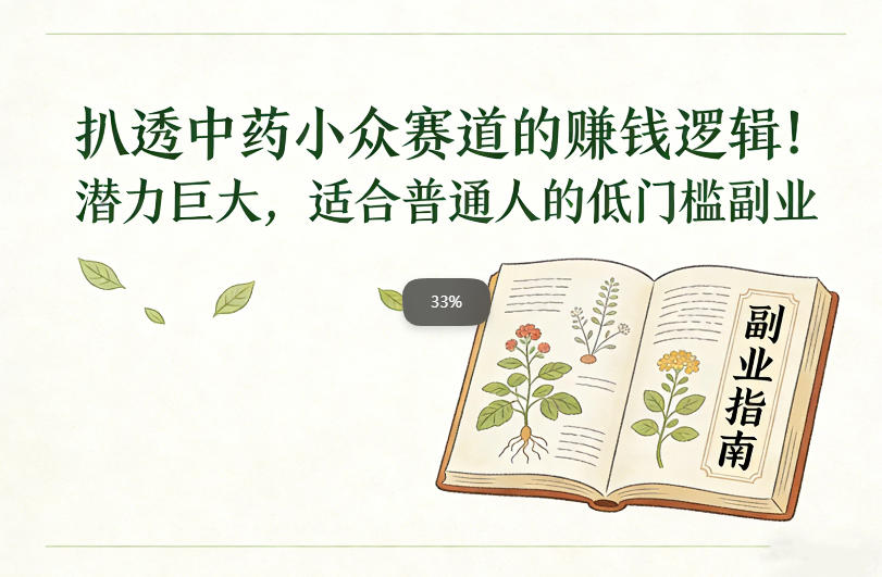 扒透中药小众赛道的賺米逻辑，潜力巨大，适合普通人的低门槛副业-尤课网创