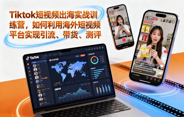 Tiktok短视频出海实战训练营，如何利用海外短视频平台实现引流、带货、测评-尤课网创