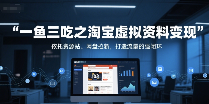 一鱼三吃之淘宝虚拟资料变现，依托资源站、网盘拉新，打造流量的强闭环-尤课网创