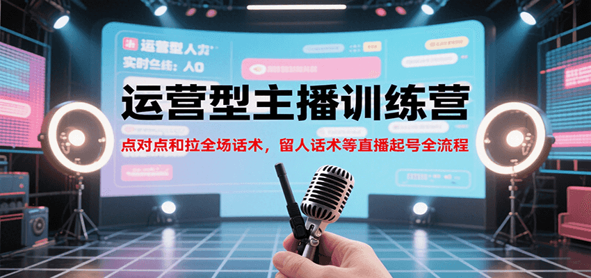运营型主播训练营，点对点和拉全场话术，留人话术等直播起号全流程（更新8月）-尤课网创