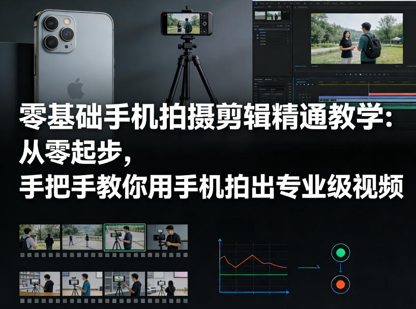 零基础手机拍摄剪辑精通教学：从零起步，手把手教你用手机拍出专业级视频-尤课网创