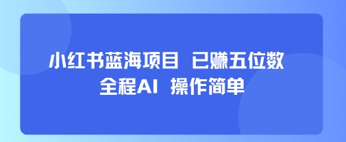 小红书蓝海项目，全程AI，操作简单，已挣五位数-尤课网创