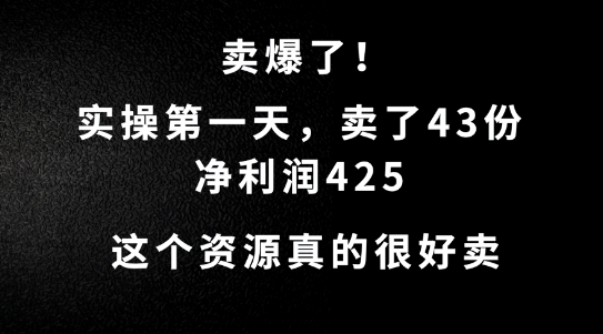 这个资源，需求很大，实操第一天卖了43份，净利润425【揭秘】-尤课网创