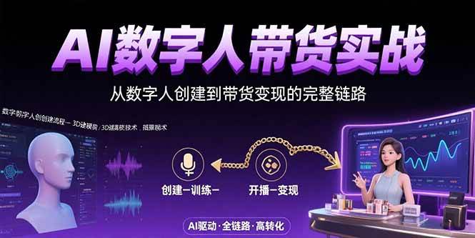 （15548期）AI数字人+带货实战：从数字人创建到带货变现的完整链路-尤课网创