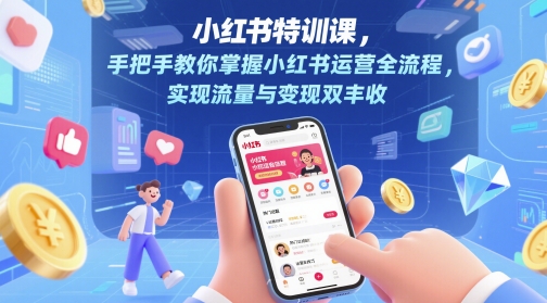 小红书特训课，手把手教你掌握小红书运营全流程，实现流量与变现双丰收-尤课网创