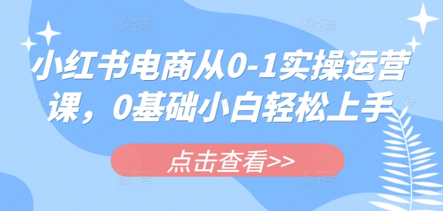 小红书电商从0-1实操运营课，0基础小白轻松上手-尤课网创