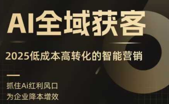 AI全域获客实训营，2025低成本高转化的智能营销，精准找客，高效营销-尤课网创