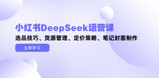 小红书DeepSeek运营课，选品技巧、货源管理、定价策略、笔记封面制作-尤课网创