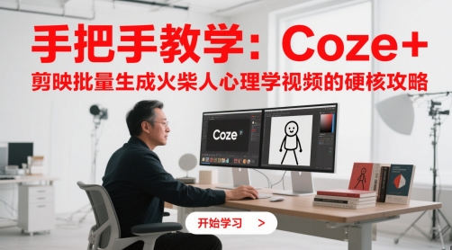 手把手教学：Coze + 剪映批量生成火柴人心理学视频的硬核攻略-尤课网创