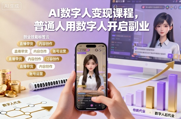 AI数字人变现课程，普通人用数字人开启副业-尤课网创