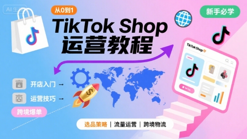 TikTok Shop从0到1运营教程，TikTok跨境电商新手必学课程-尤课网创