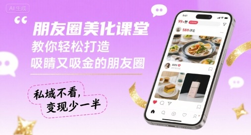 朋友圈美化课堂，教你轻松打造，吸睛又吸金的朋友圈，私域不看，变现少一半-尤课网创