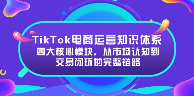 TikTok电商运营知识体系：四大核心模块，从市场认知到交易闭环的完整链路-尤课网创